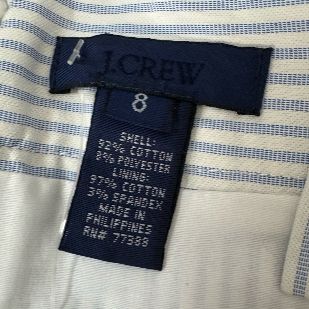 J Crew Dress Pinstripe Print Nautical Blue White Lined Cotton Knit Classic Retro - Picture 11 of 11